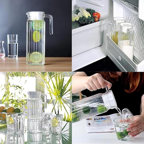 ELEGANT HOME LIVING Water Jugs for Refrigerators, Set of 2 Glass Carafes with Lid, Perfect for Cold Beverages, 33oz / 1 Litre - Image 4