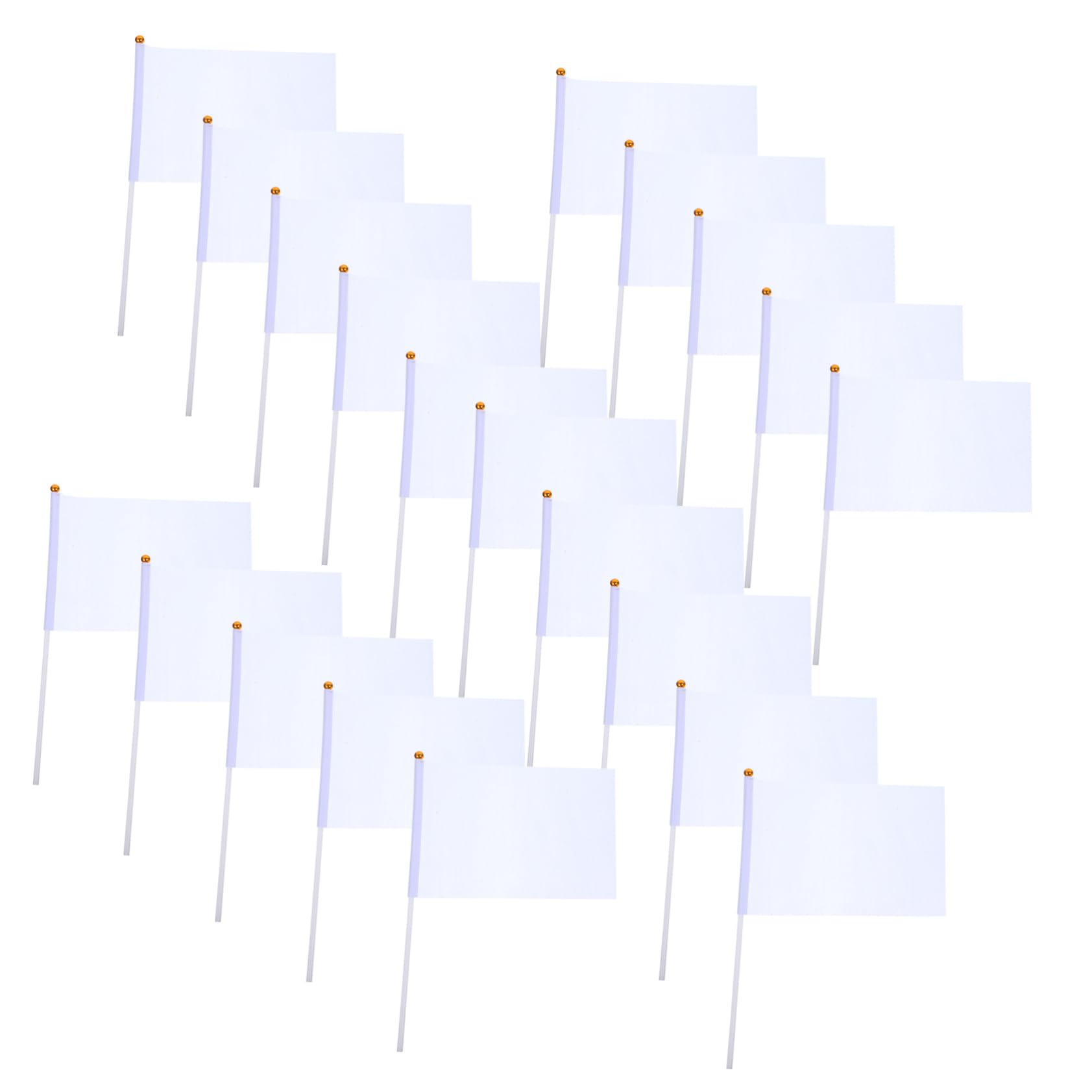 BIUDECO 20pcs White Hand Cranked Flags Portable Waving Banners for Racing Sports Events Parties Celebrations Lightweight Easy to Assemble for Referees Commanding Attention