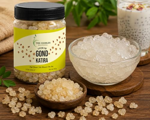 Image of THE EDIBLES Gond Katira Kathila Gum 500gm | Edible Katira Gondh |Traditional Cooling Ingredient, Badam Pisin | Tragacanth Gum | Fiber Rich Superfood for Drinks, Desserts