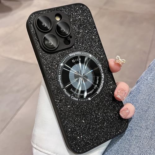 Étui de chargement sans fil de luxe à paillettes avec aimant pour iPhone 12 Pro