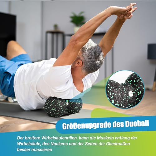 Gymerk Faszienroller Set mit Großer Duoball, Faszienball und faszienrolle klein, Faszien Set für Rücken Wirbelsäule Bein Dehnungen und Faszientraining, mit Training Posters