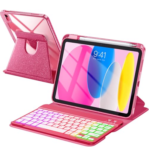 kidopire iPad ��11���� �L�[�{�[�h�t���P�[�X - ���O���\�ȃ��C�����X�L�[�{�[�h�P�[�X 2022�N���� iPad A16 11�C���` 2022�N���� 7�F �o�b�N���C�g 360°��]�\�ȃO���b�^�[�J�o�[