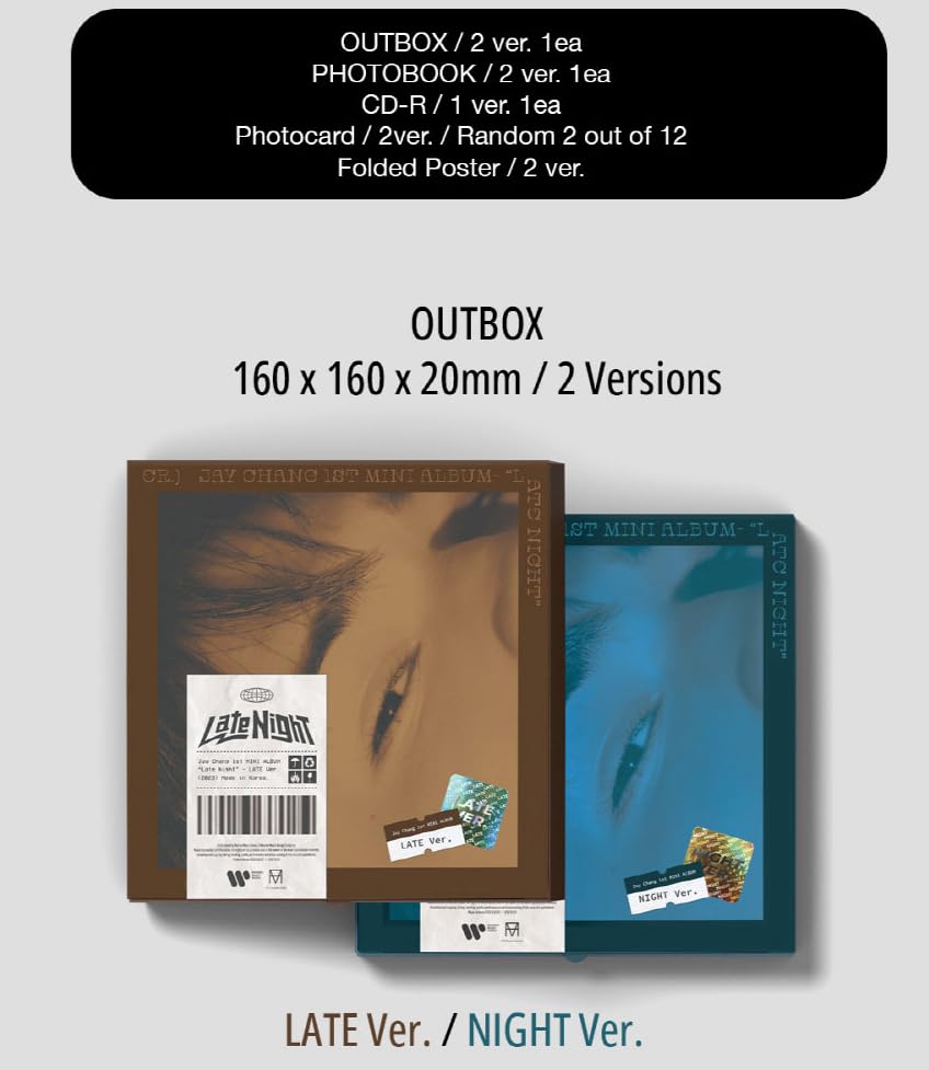 Dreamus Jay Chang Late Night 1st Mini Album (NIGHT) 6.3 x 0.79 x 6.3 inches Black CD Storage