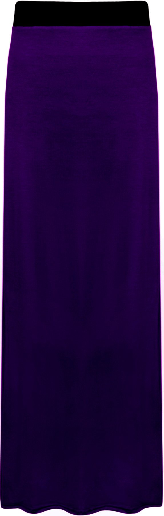 Wearall Women's Purple Long Maxi Skirt Elasticated Stretch Full Length Plus Size 24/26 (3Xl)