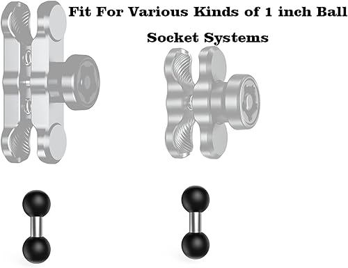 Miniatura 5 de Adaptador de bola de 1 pulgada, soporte de bola de doble cabezal, 1.000 in (1 pulgada), compatible con soportes Ram tamaño B, brazo de doble zócalo,