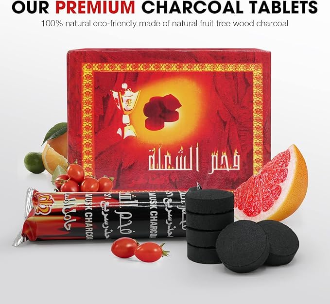 A.S.K Magic Coal Pack of 10 Rolls Coconut Charcoal | Quick Light Charcoal for Sheesha 1 Box [ 100 Coals ] red Box (red) - Image 2 thumbnail