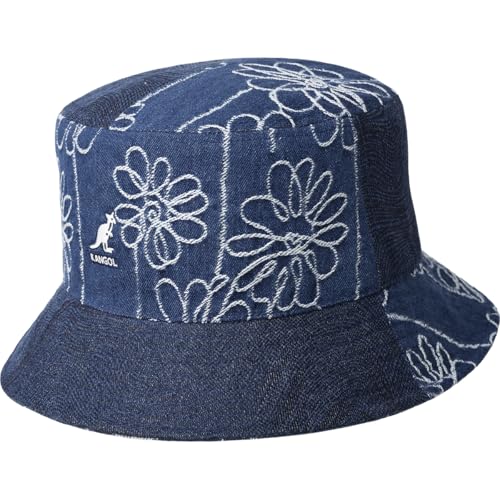 Chapeau Kangol Seau en denim à motif floral bleu moyen taille L