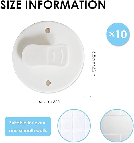 Miniatura 2 de Paquete de 10 clips de ducha para cortina, clips de cortina de ducha autoadhesivos, clips de cortina de protección contra salpicaduras, clips de