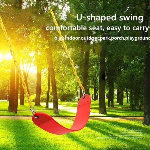 Miniatura 5 de Asiento de columpio resistente con cadena de 66 pulgadas recubierto de plástico, accesorios de columpio de repuesto para asiento de columpio, límite