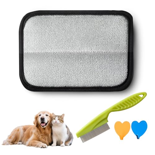 Image of 2 Pcs Static Pet Hair Remover Gloves, Pet Hair Removal Tool, Reusable Double Sided Electrostatic Pet Cat Dog Hair Remover for Couch, Carpet, Car Seat, Bed, Furniture