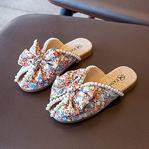 Girls Bowknot Slippers Pearl Soft Sole Princess Shoes Floral Baotou Slippers Toddlers Sandals for Girls4