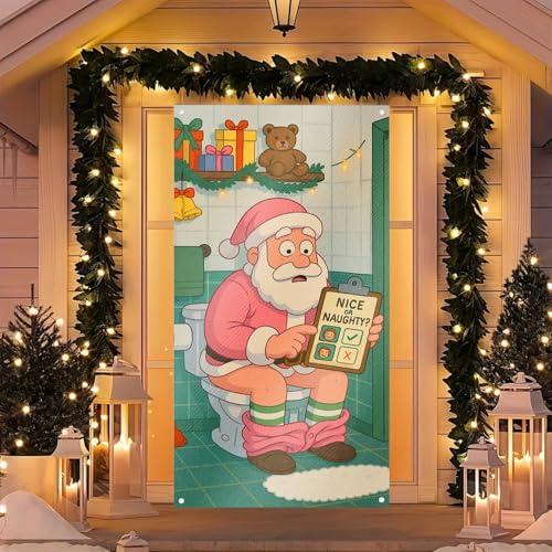 Image of BlissYard Door Banner Winter Porch 35x71 Inch Polyester