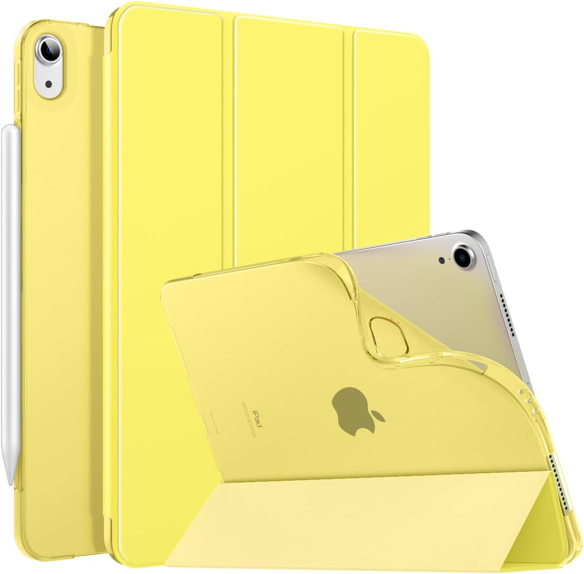 MoKo Case for iPad Air 11 inch M4 M3 M2 2026 2025 2024 Lemon Yellow for iPad Air 5th 4th Generation 10.9 2022 2020 Translucent Soft TPU Back Cover Protective Folio Case Auto Wake Sleep
