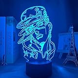KJsdaADSA Lampe 3D Anime JoJo Bizarre Adventure pour Chambre Décor Lumière...