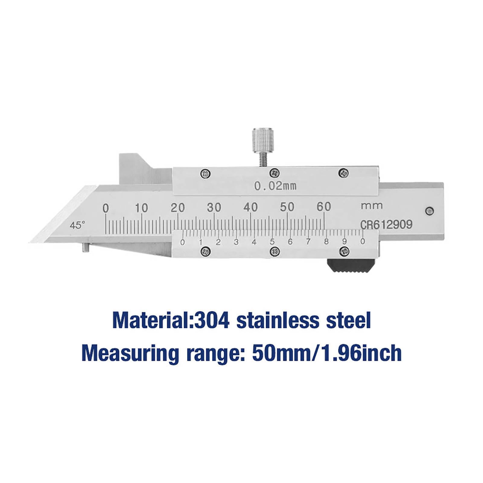 YWBL-WH Regla de Calibre de Chaflán Calibrador de Acero Inoxidable Herramienta de Lectura Mecánica de 0-50 Mm para Medición del Tamaño de Chaflán en Fabricación Mecánica Procesamiento de Vidrio