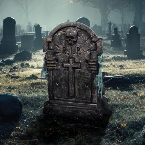 Image of Haunted Hill Farm Tombstone Lifter by Tekky, Battery-Operated, Sound Activated Animatronic Zombie with Sound Effects and Lights for Indoor or Covered Outdoor Creepy Halloween Decoration