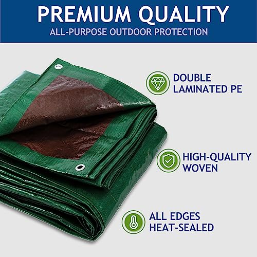 SUNLITAP 10x12Ft Large Multipurpose Waterproof Poly Tarp, Green, 5 Mil by SUNLITAP - Used condition - Image 5