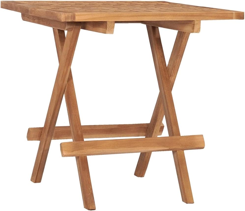Garden Table Natural Teak Solid Teak Wood Folding Square Patio Table Small 19.7x19.7x19.7 in Outdoor Bistro Side Table for Terrace Dining