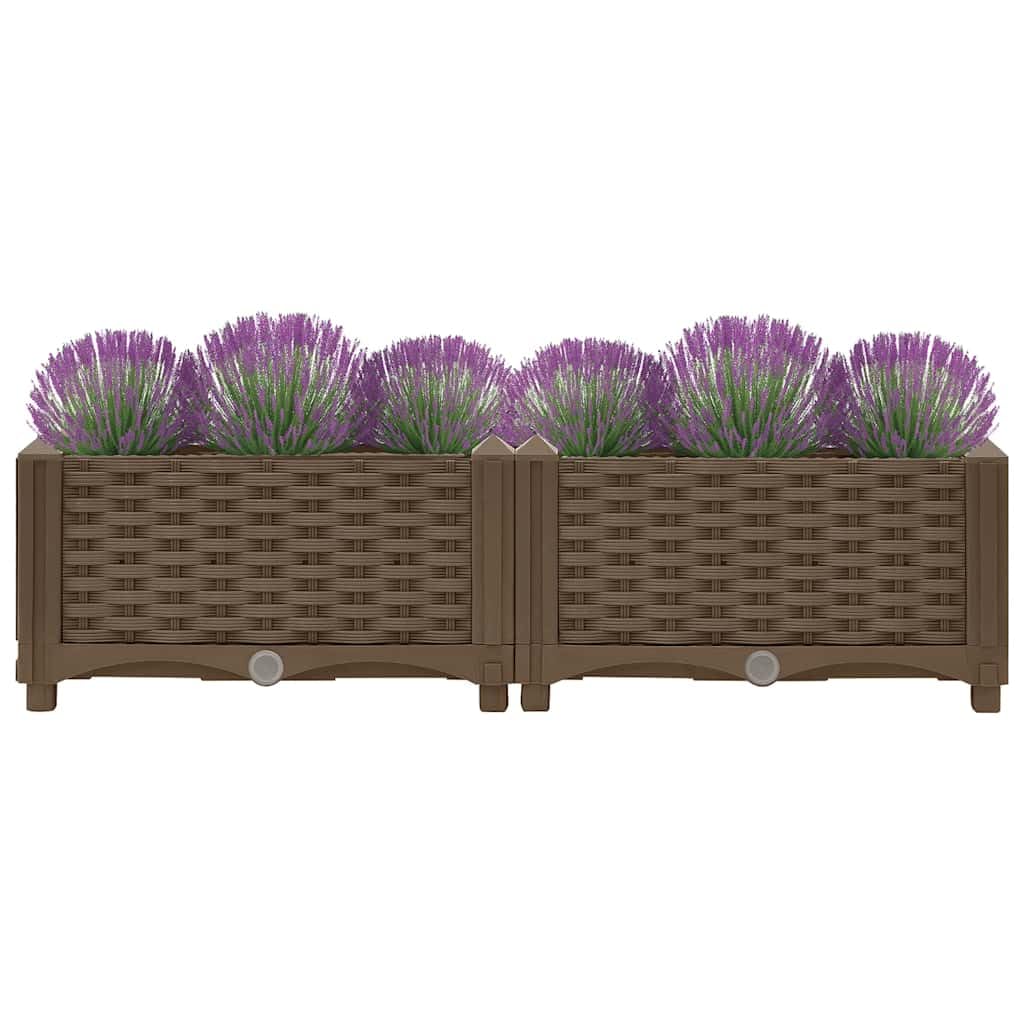 Podwyższona grządka, 80 x 40 x 23 cm, z odpornego na warunki atmosferyczne polipropylenu, donica na rośliny, na balkon, taras, do ogrodu, grządka na zioła, brązowa