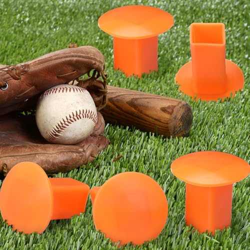 Image of Pangda 16 Pcs Baseball Base Plugs for Baseball Field Rubber Ground Receptacle Plugs for Softball Anchor (Orange)