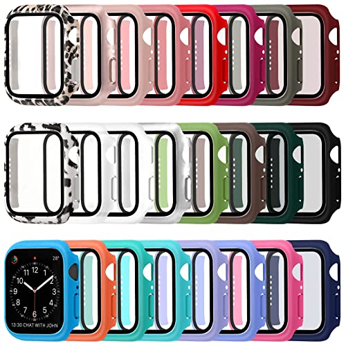 Sieral 24 Pcs Smart Watch Screen Protector Watch Bumper Case Hard Pc Case With Tempered Glass Screen Protective Cover Compatible With Iwatch For Men Women, Assorted Colors (41Mm) #TOP5