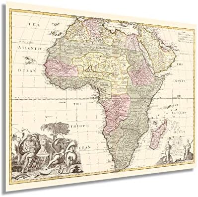 HISTORIX Vintage 1725 Africa Map - 18x24 Inch Vintage Map of Africa Poster - Old Poster of Africa Wall Art - Vintage Africa Map - Shows Boundaries Rivers Forests and Settlements