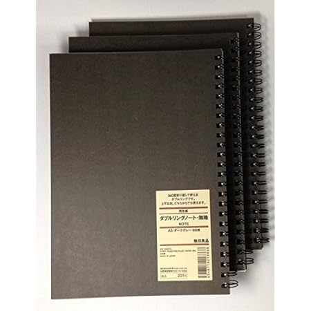 MUJI Double Ring Blank Notebook A5-size Unruled 80sheets - Pack of 3books