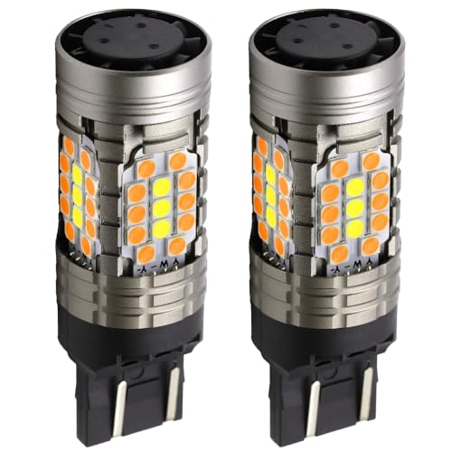 Syneticusa 7443 Error Free Canbus Dual Color Switchback LED Turn Signal Light Bulbs Anti Hyper Flash All in One Built In Resistors Amber/Yellow Turn Signal Anti (7443)
