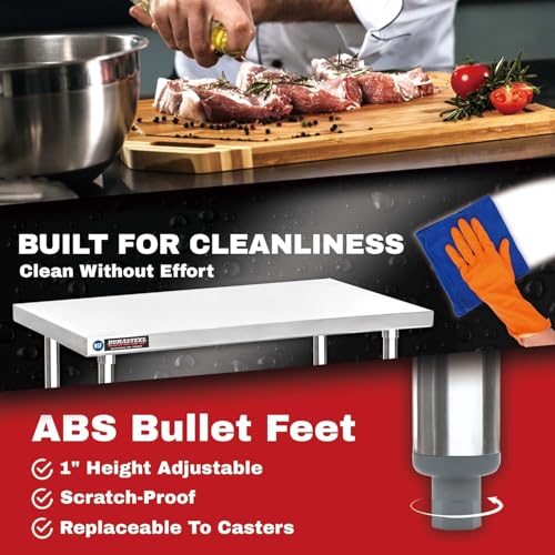 Image of DuraSteel 24x72 Stainless Steel Work Table - NSF Commercial Prep Metal Table - Outdoor Pizza Oven Stand w /Under Shelf - Kitchen Island Laundry Utility Garage Microwave Stand Rolling Storage Cart Vevo