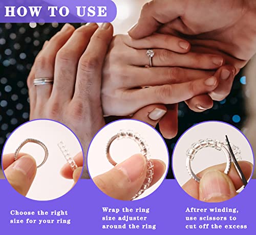 Ring Sizer Adjuster For Loose Rings 4 Sizes Of 8 Pack Invisible Ring Guards For Men And Women Silicone Ring Size Adapters With Magnified Glass Ring Sizer Measuring Tool,And A Silver Polishing Cloth #TOP4