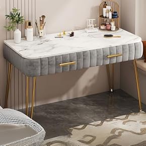 ドレッサー 化粧台 化粧テーブル 寝室　ベッドサイドテーブル　ベルベット　グレー compass1746764204.jpg