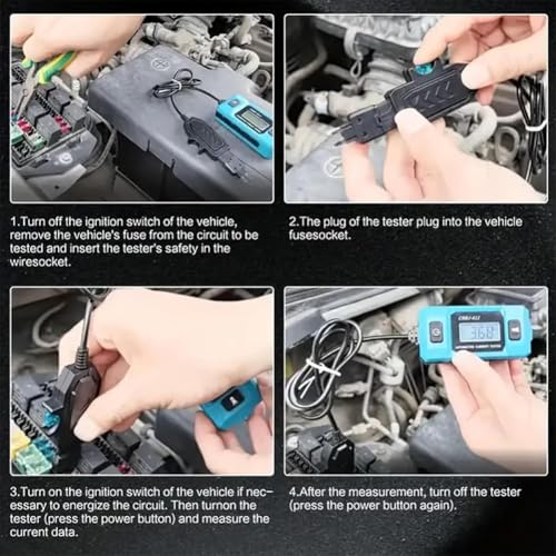Testeur de circuit automobile avec écran LCD bleu et outil de test