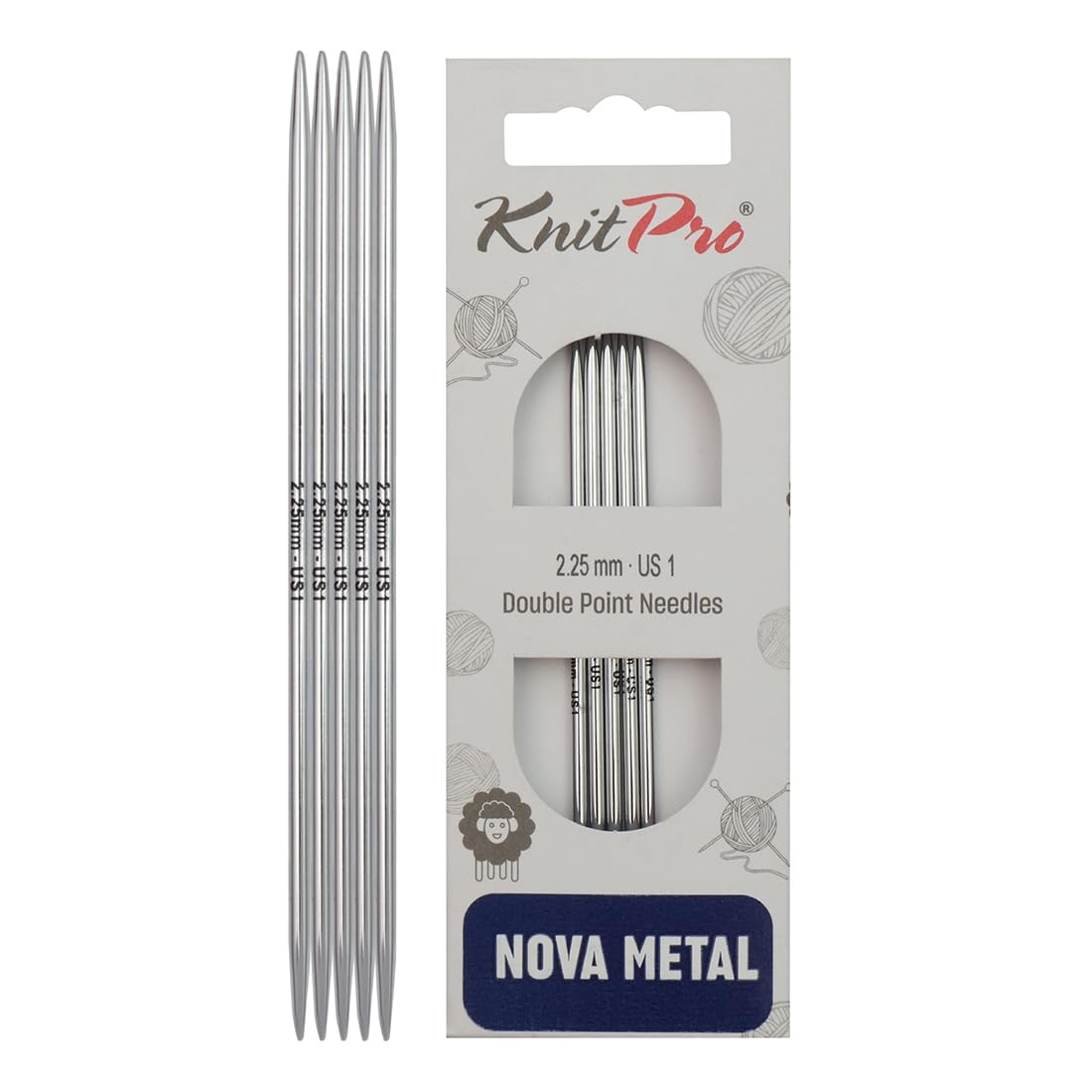 KnitPro Nova Cubics Ferri A Doppia Punta In Ottone - 12,5 Cm X 2,5 Mm, Confezione Da 5, Per Calze E Guanti