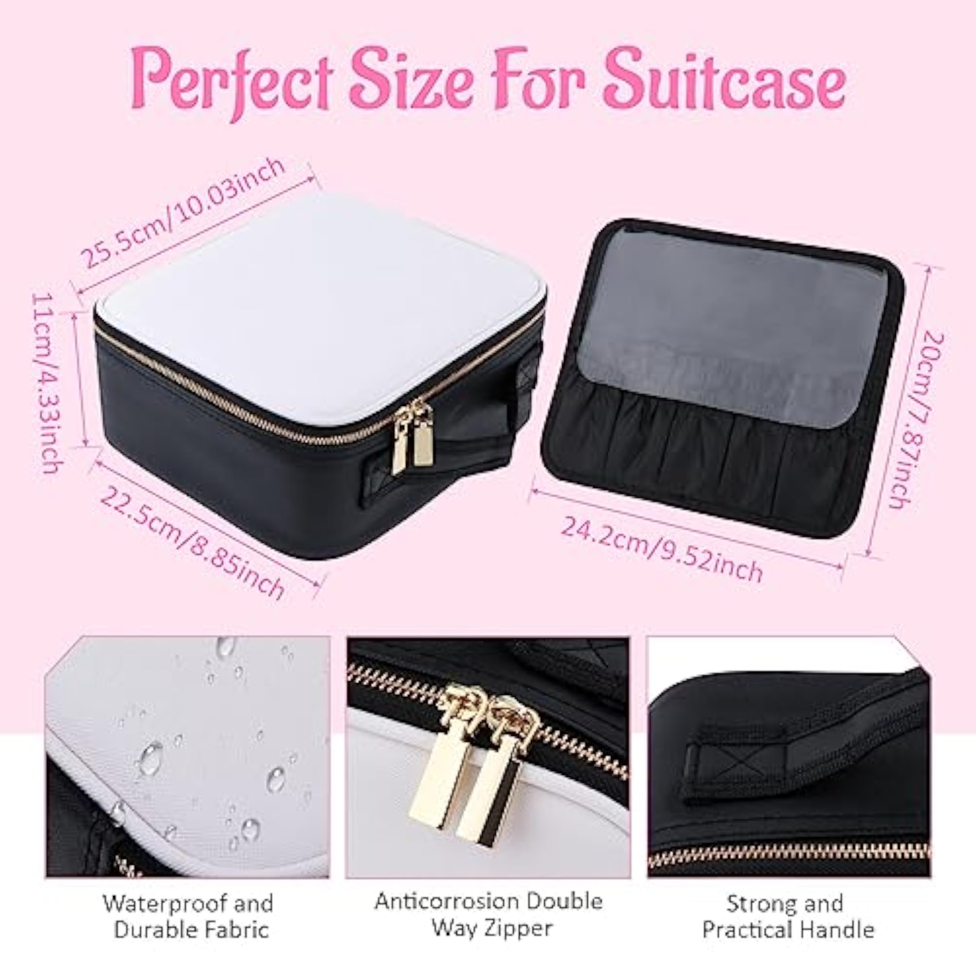 Travel Makeup Train Case with Mirror and Lights