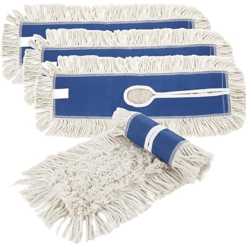 Image of 4 Pack 24 Inch Dust Mop Replacement Head, Cotton Nylon Reusable Dust Mop Head Replacement, Commercial Dust Mop Head for Hardwood Floors