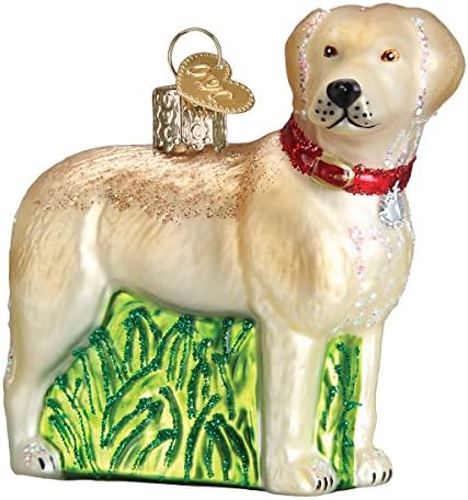 Old World Christmas Dog Collection Glass Blown Ornaments for Christmas Tree Standing Yellow Lab