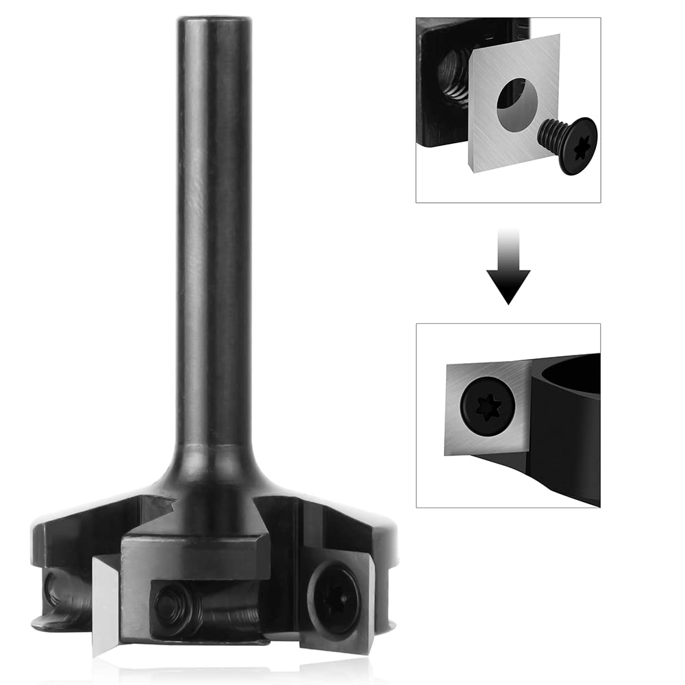Fresa for Rivestimento Spoilboard, Gambo da 8 Mm, Diametro 40, Punta for Piallatura A 4 Ali for Appiattimento di Lastre Legno(Ip4f-40-d8)