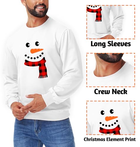 Snowman Face and Plaid Scarf Christmas Sweatshirt - Image 5