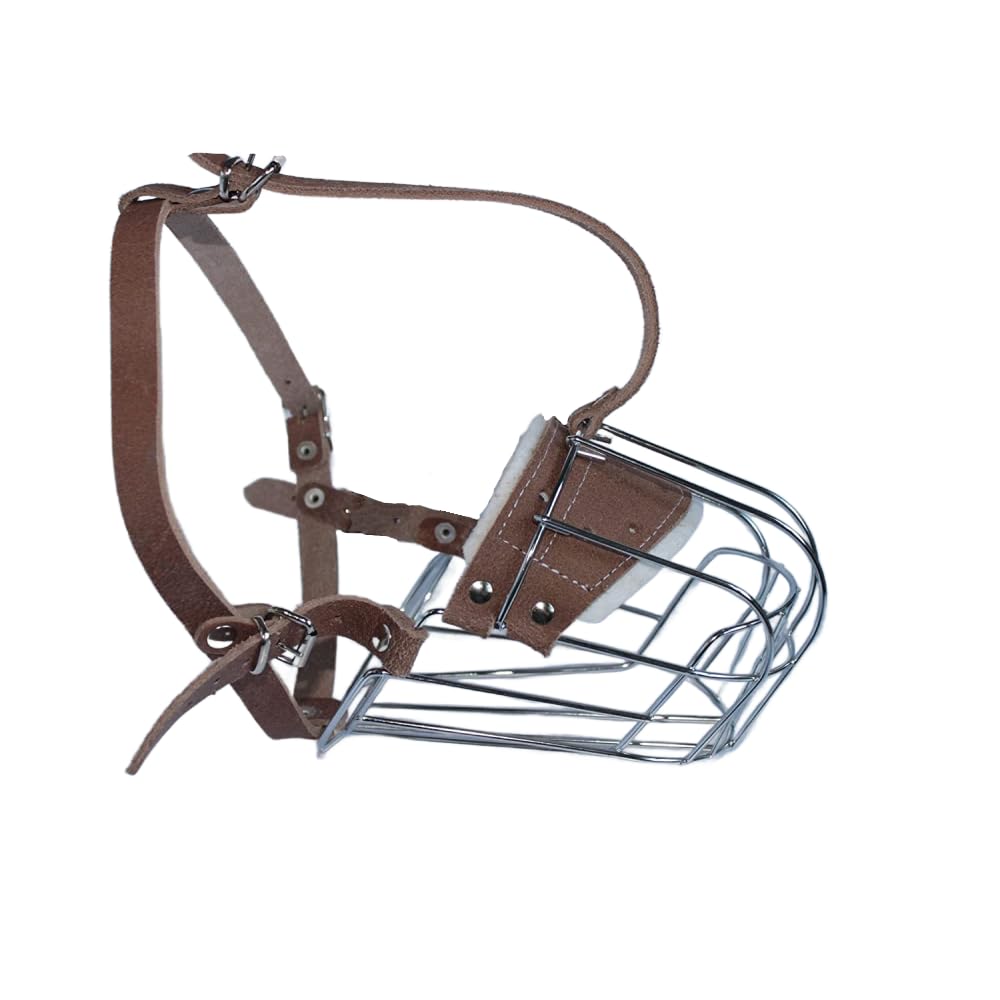 STRONG Metal Wire Basket Dog Muzzle for Poodle 3 & 3+ and other dogs (3+, Brown)