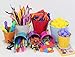 Just Artifacts 4-Inch Metal Crayon/Pencil Holder Favor Bucket Pails (24pcs, Cherry Red)
