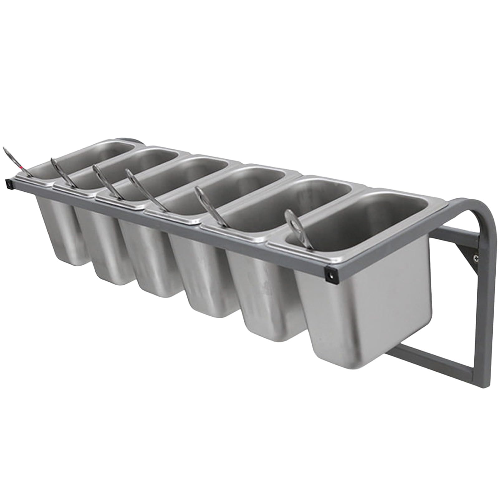 MYUYEE Wall Mounted Stainless Steel Spice Rack & Spoons Set Commercial Pizza Topping Station For Seasonings Ingredients Fruits & Food Storage