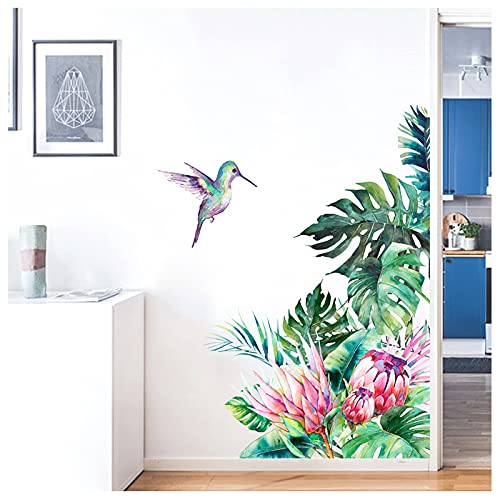 Vinilo Decorativo Hoja Tropical con Pájaro en Rollo