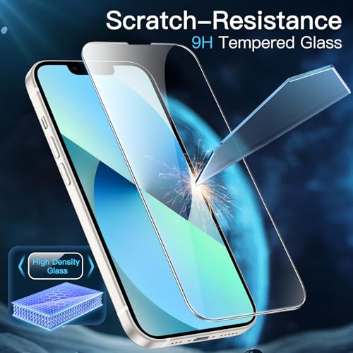 JETech 3 in 1 iPhone 13 6.1 インチ用 ケース 2枚強化ガラスフィルム付き 黄ばまない 耐衝撃バンパー スマホカバー (クリア)