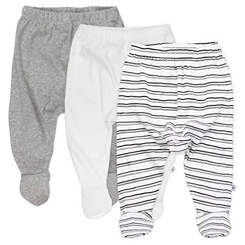 Image of HonestBaby Unisex-Baby 3-Pack Footed Pants Roomy Fit Pull on Bottoms 100% Organic Cotton for Infant Baby Boys, Girls, Unisex