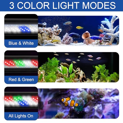 Image of Led Aquarium Light, Full Spectrum Fish Tank Lights, 40 Gallon Freshwater Fishtank Hood Lighting for Grow Fish, Plants, Adjustable from 36 to 44 Inch