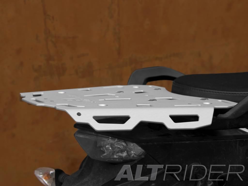 AltRider Motorcycle Luggage Rack Compatible with KTM 1050/1090/1190/1290 (2015-2020) Models - Aluminum Plate with Side Flanges - Zero Snag Design - Supports Multiple Mounting Systems - Silver