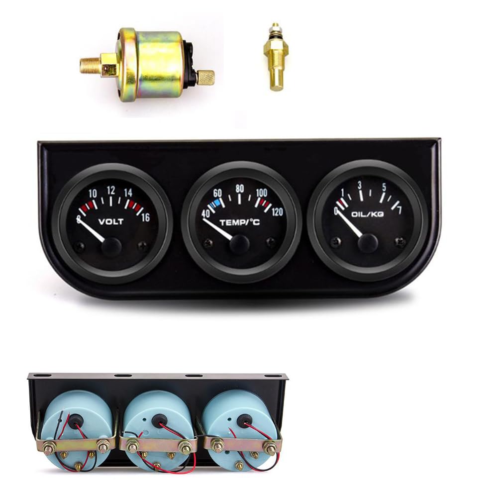 Voltmètre de pression d'huile 52 mm cadran LED voiture 12V