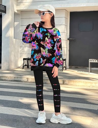 Image of Girls Clothes, Girls Outfits Tie Dye Sweatshirt Tops and Leggings Sweatpants 2 Piece Fall Winter Clothes Set 6-16T