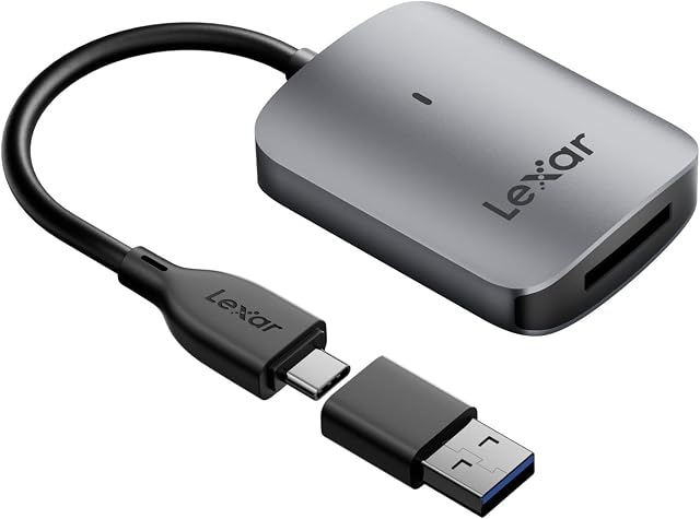 Lexar RW515 Czytnik Kart CFexpress Typu A, do 900 MB/s, USB 3.2 Gen 2 czytnik Karta CFe Typu A Kart Pamięci, Czytnik Kart CF Zawiera Kabel USB-C/Adapter USB-C na USB-A (LRW515U-RNHNG)