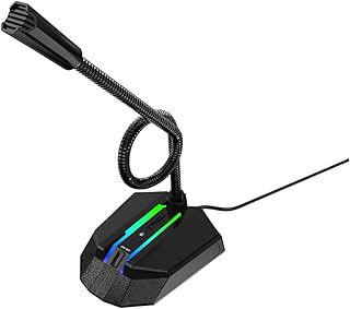 UKCOCO Plastic Desktop Microphone USB Microphone Computer Microphone USB Mic Portable Mic Desktop Microphone Chat Mic USB LED Meeting Mic